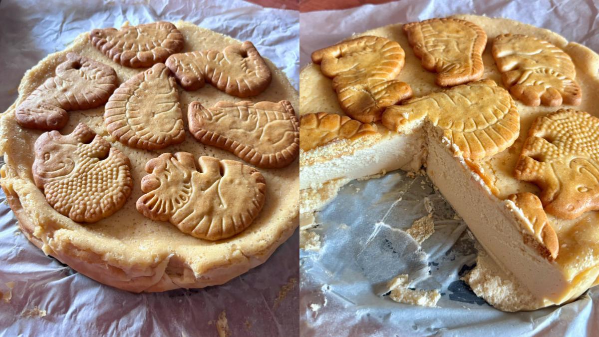 Tarta de queso de galleta 'dinosaurus'