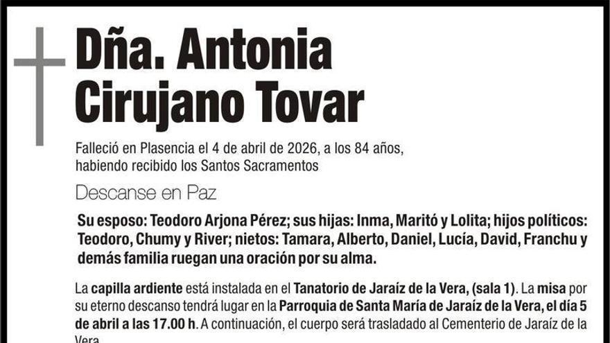 Dña. Antonia Cirujano Tovar