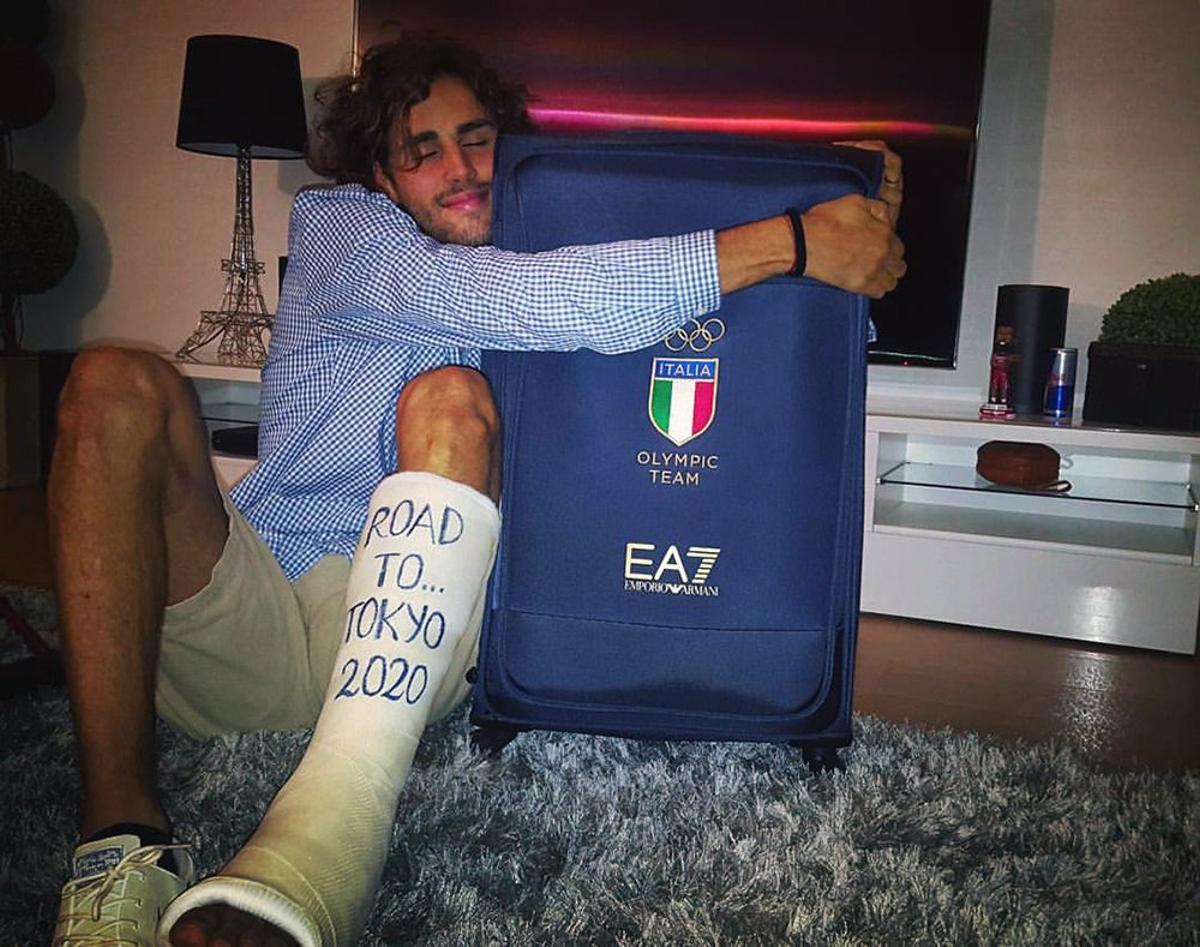 Gianmarco Tamberi, durante su lesión que le impidió ir a Río