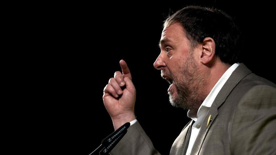 Oriol Junqueras, en un mitin de ERC en L'Hospitalet de Llobregat.