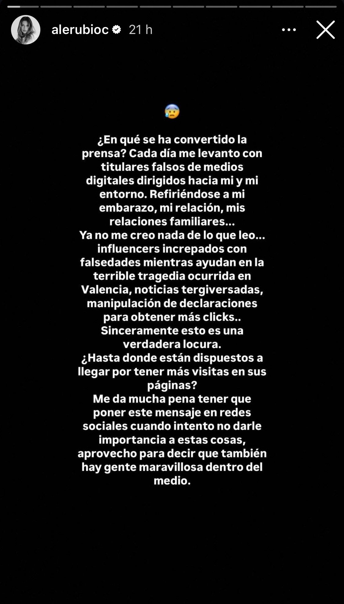 Alejandra Rubio manda un comunicado a la prensa