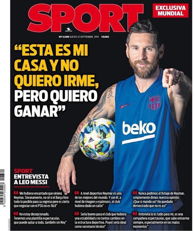 2019 - Leo Messi concede a SPORT una entrevista en exclusiva mundial y habla sin pudor de todos los temas