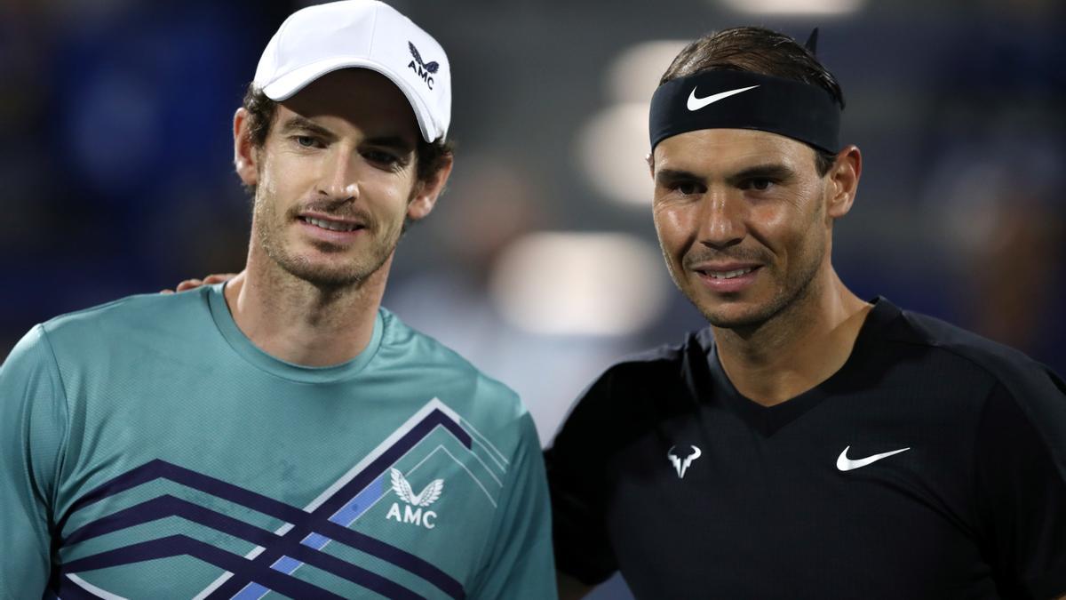 Andy Murray y Rafa Nadal antes de su partido en el 'Mubadala World Tennis Championship' de Abu Dabi