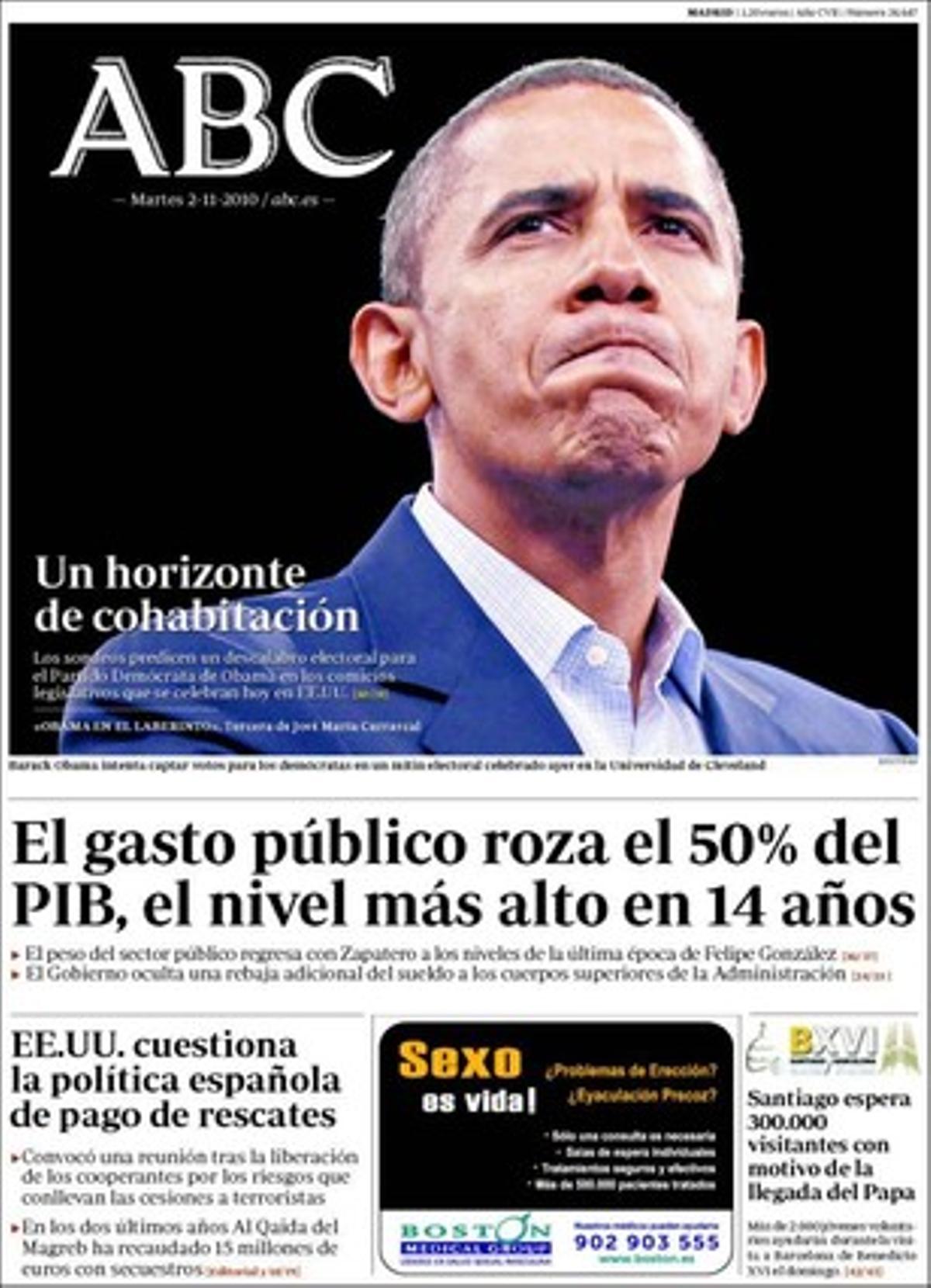 ’Abc’ també ressalta que el Govern espanyol amaga una nova rebaixa d’entre un 1% i un 1,5% del sou dels funcionaris en el projecte de pressupostos generals de l’Estat per al 2011.
