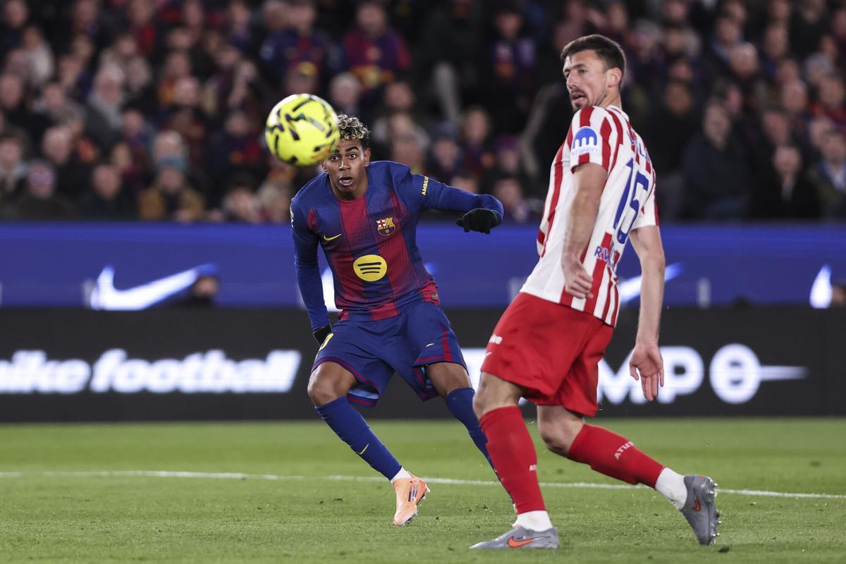 Lamine Yamal, en el partido de Liga ante el Atlético.