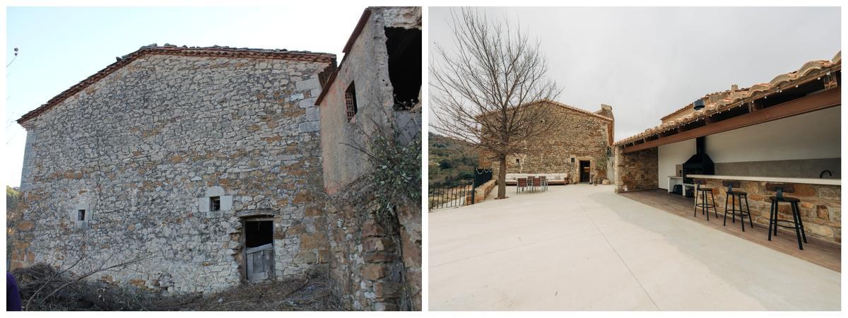 Antes y después de la terraza-barbacoa.