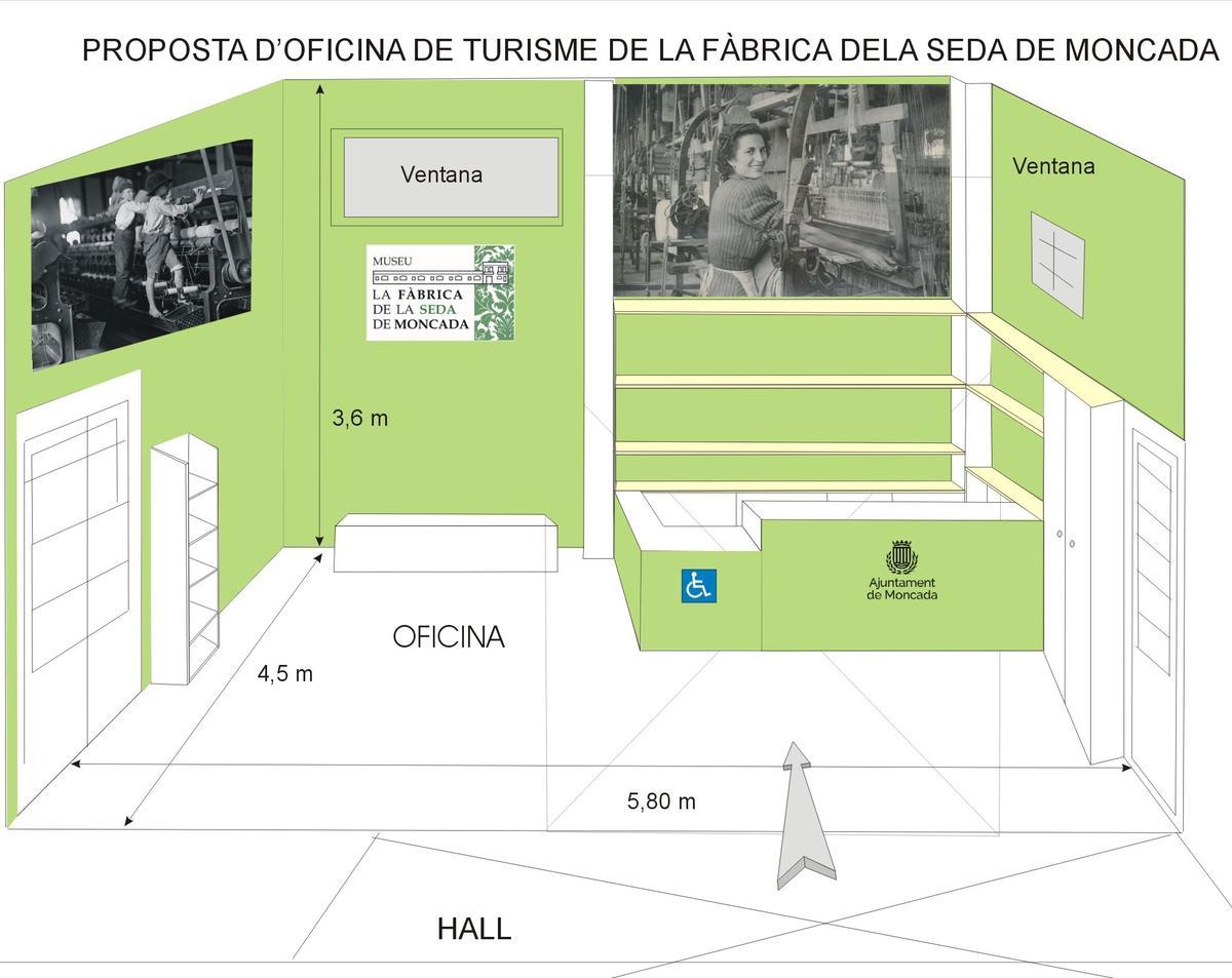 Boceto de la Oficina de turismo Museu Fabrica de la Seda Moncada