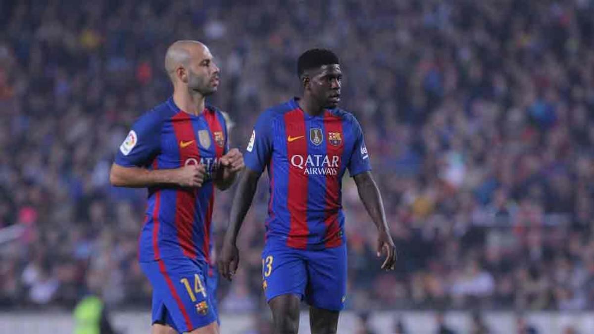 Mascherano y Umtiti son compañeros en el Barça