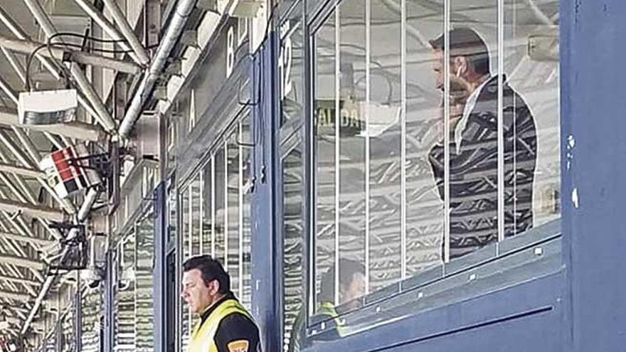 Vicente Moreno siguiÃ³ el partido desde una cabina de La Rosaleda.