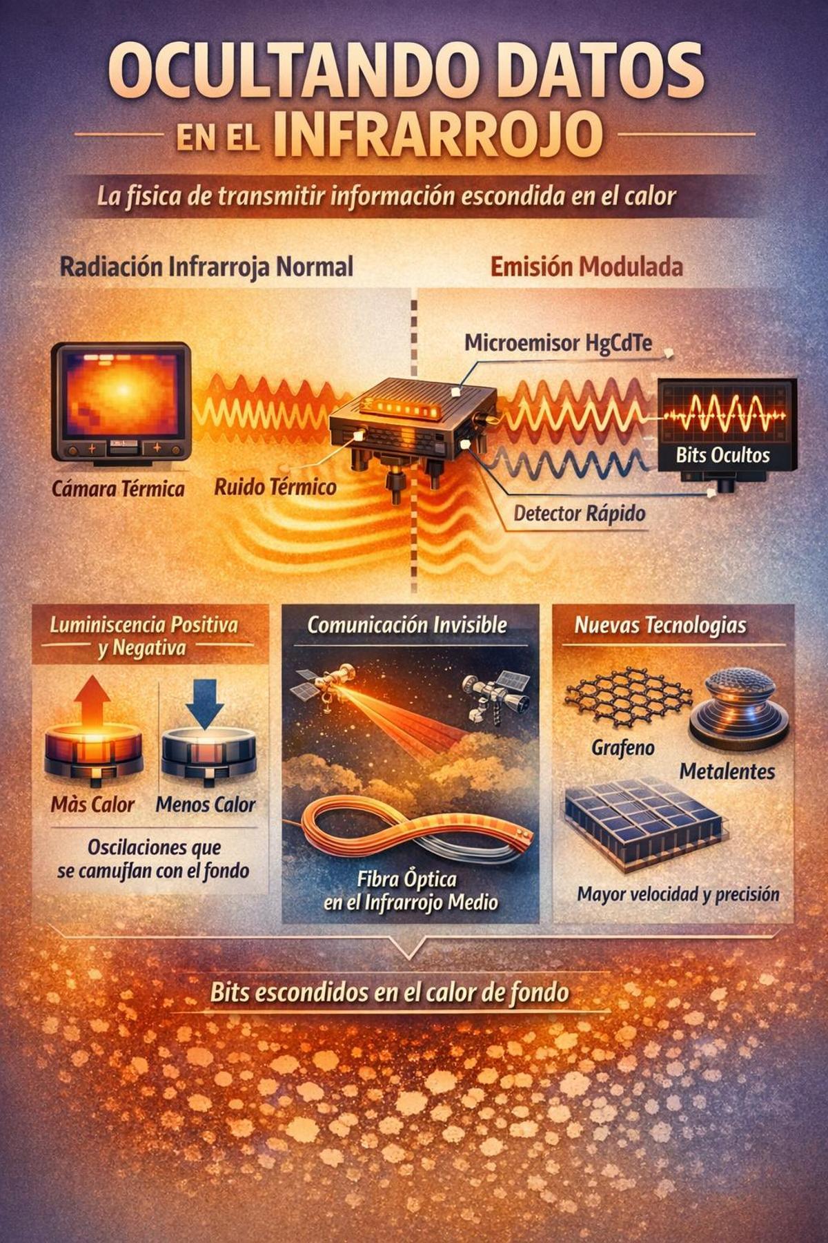 Esquema de la tecnología que permite enviar información a través del calor.