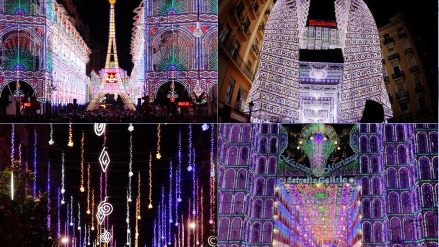 Galería nostálgica de las calles iluminadas en Fallas (2010-2020)