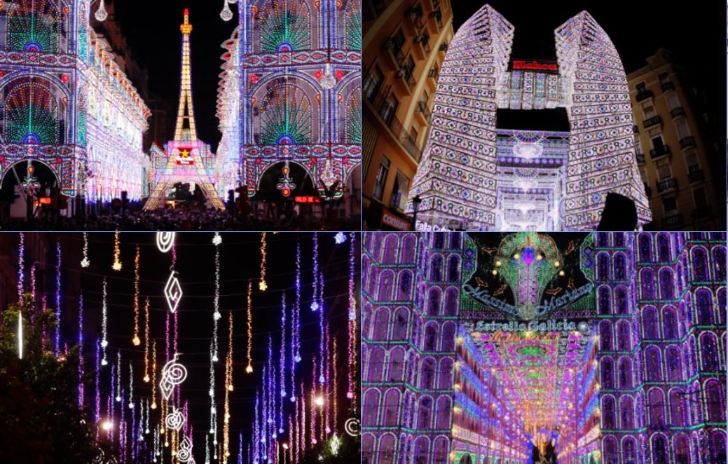 Galería nostálgica de las calles iluminadas en Fallas (2010-2020)