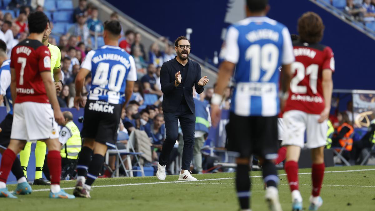 Bordalás, durante el Espanyol - Valencia