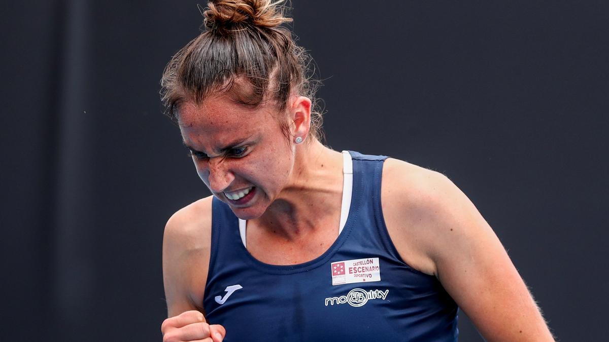 Sara Sorribes, durante su debut este año en el Open de Australia