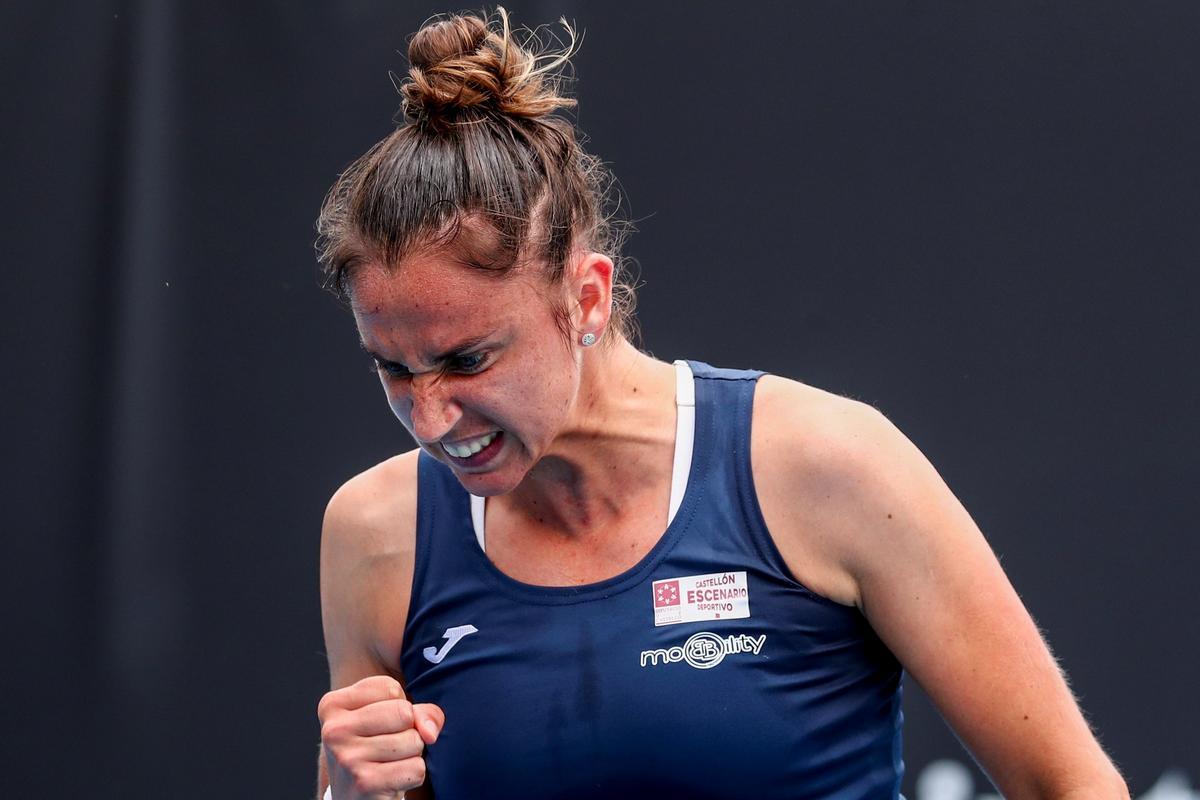 Sara Sorribes, durante su debut este año en el Open de Australia