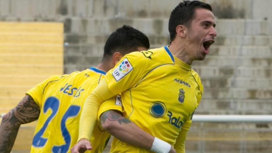 Hernán Santana, en marzo de 2015, tras batir al Tenerife.