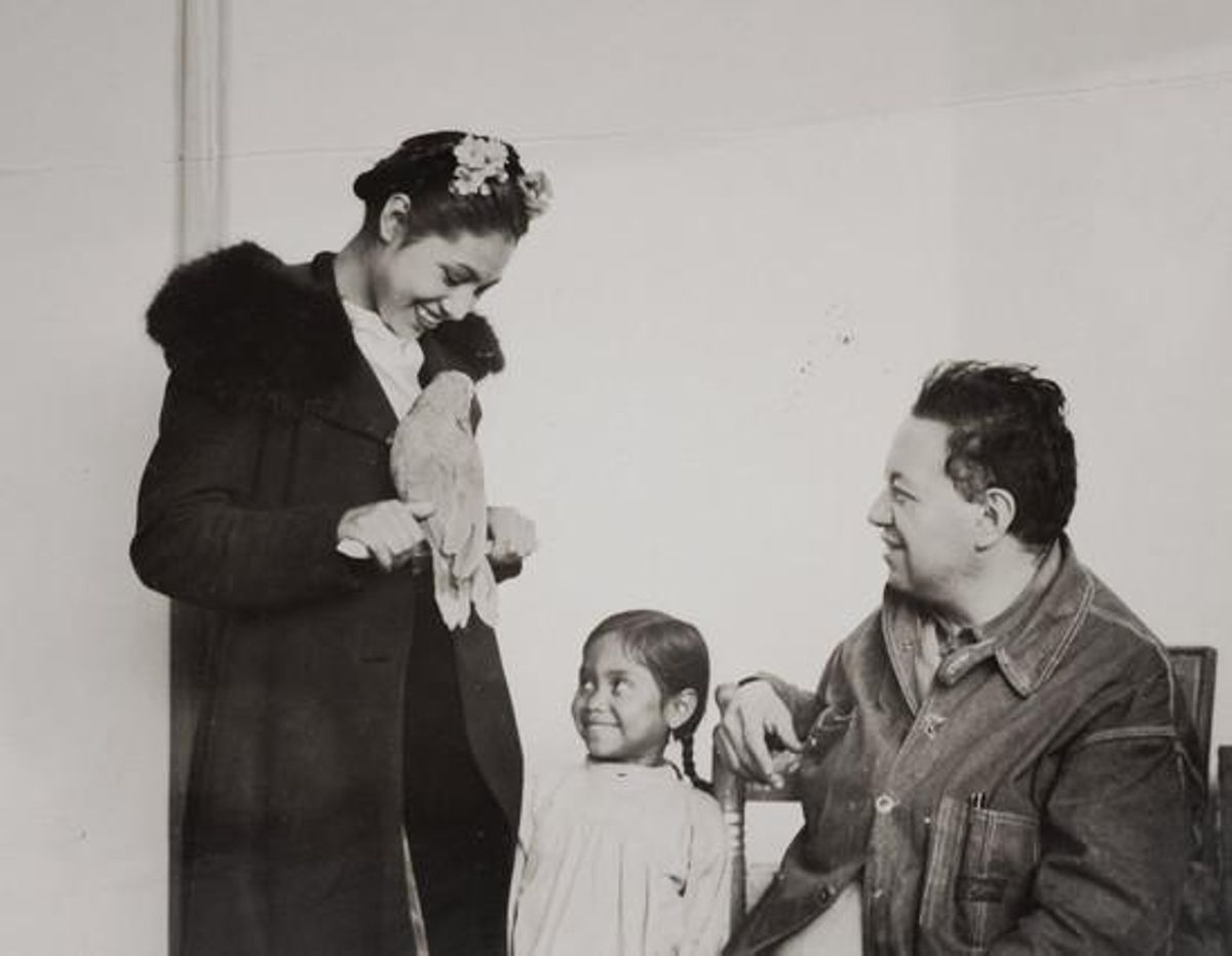 Diego Rivera amb les seves models, Nieves Orozco i Inesita.