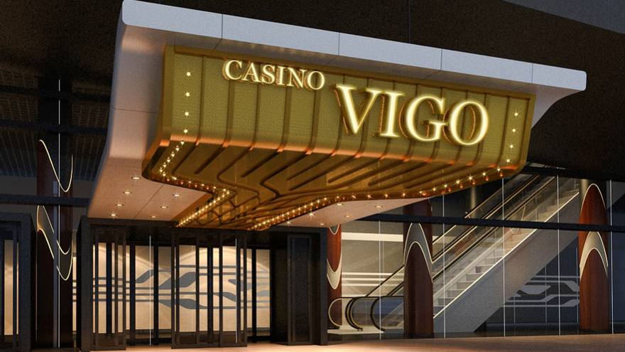 Recreación virtual de la puerta principal del futuro casino en A Laxe