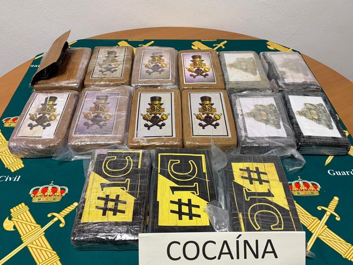 La Guardia Civil intervino 15 paquetes de cocaína con un peso de 17 kilogramos