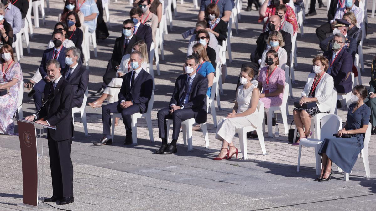 El rey Felipe VI, durante su intervención en el homenaje.