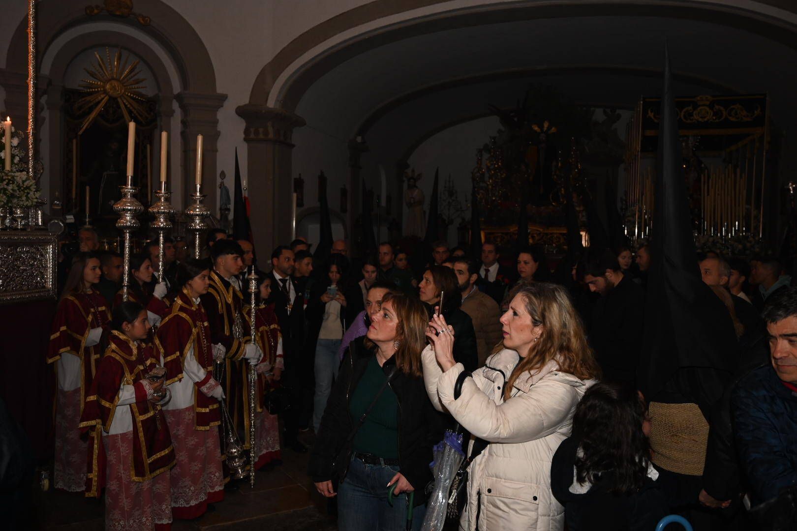 El Cristo del Amor y la Virgen de la Consolación en la iglesia de la Concepción este Jueves Santo.