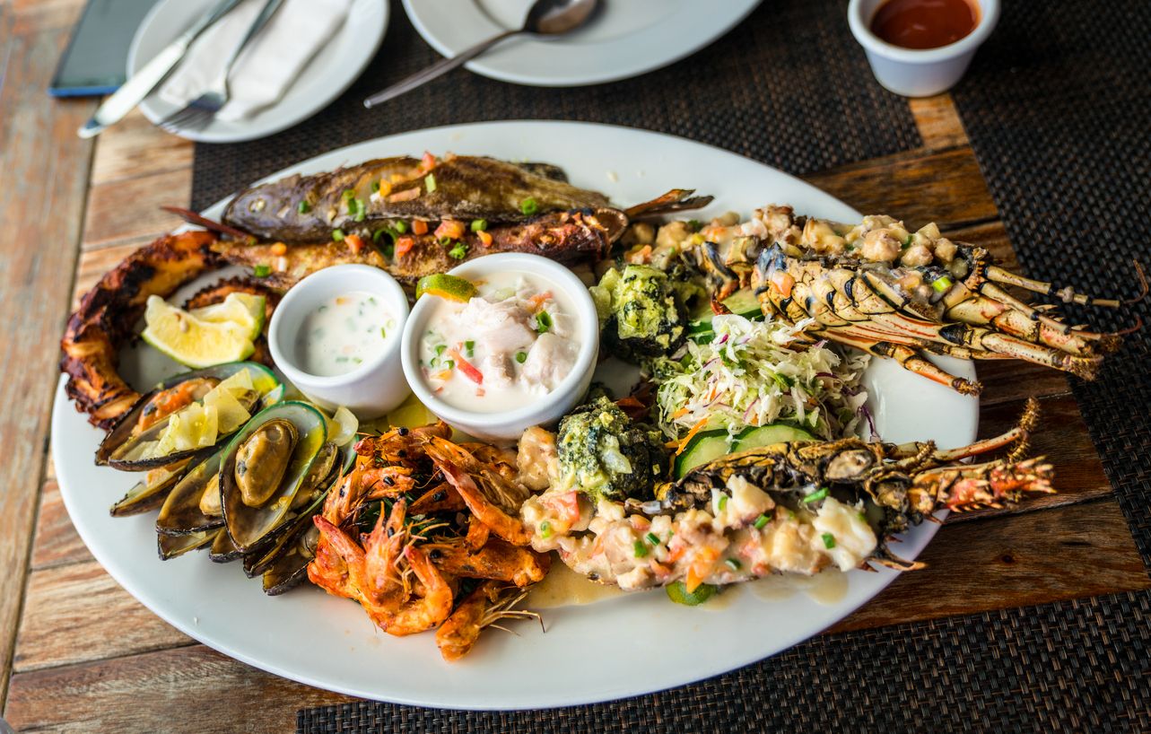 Plato de mariscos en las Islas Fiyi.