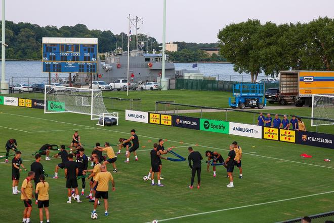 Así ha sido el entrenamiento del Barça en la Base Naval de la Marina de Annapolis para preparar el clásico