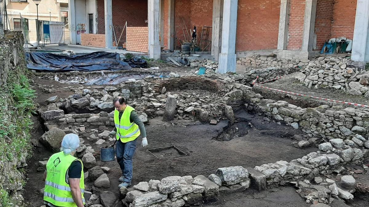 Una vista del yacimiento romano de Pescadoira, en Bueu.