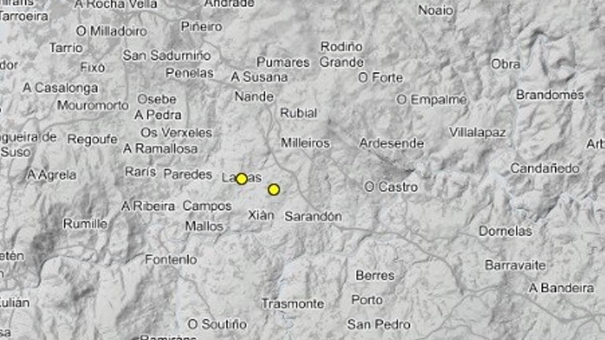 Localización exacta de los terremotos de Vedra.