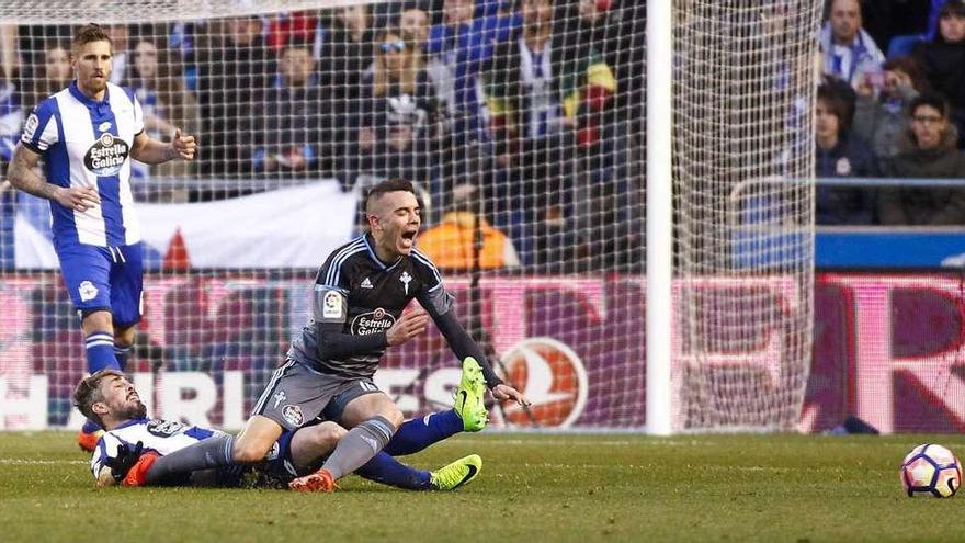 Luisinho corta un balón que pretendía recibir Aspas ante Albentosa.