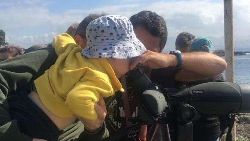 Uno de los telescopios que ayer se utilizó en el avistamiento de aves, organizado por &quot;Anduriña&quot;. // S.Á.