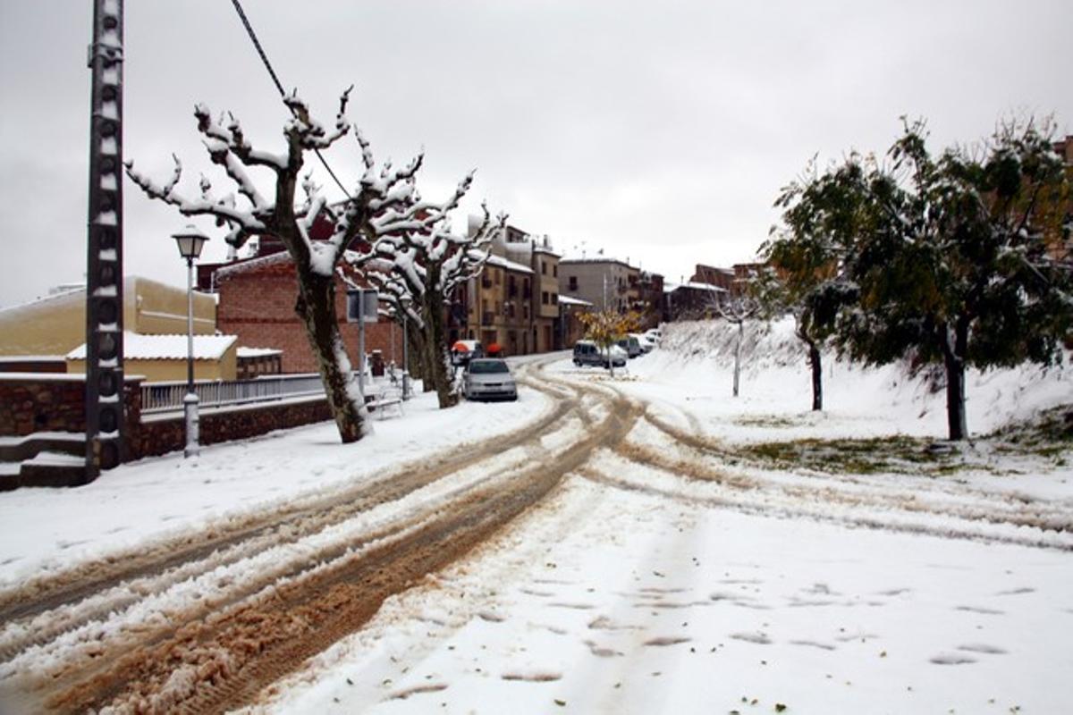 La neu ha arribat amb força a Vilanova de Prades (Conca de Barberà).