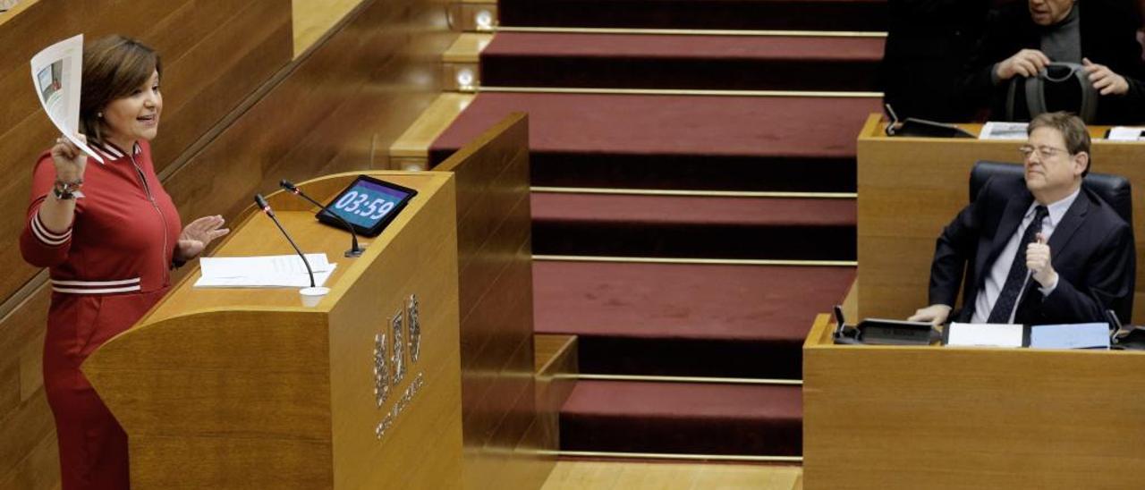 La presidenta del PPCV, Isabel Bonig, ayer en las Corts.