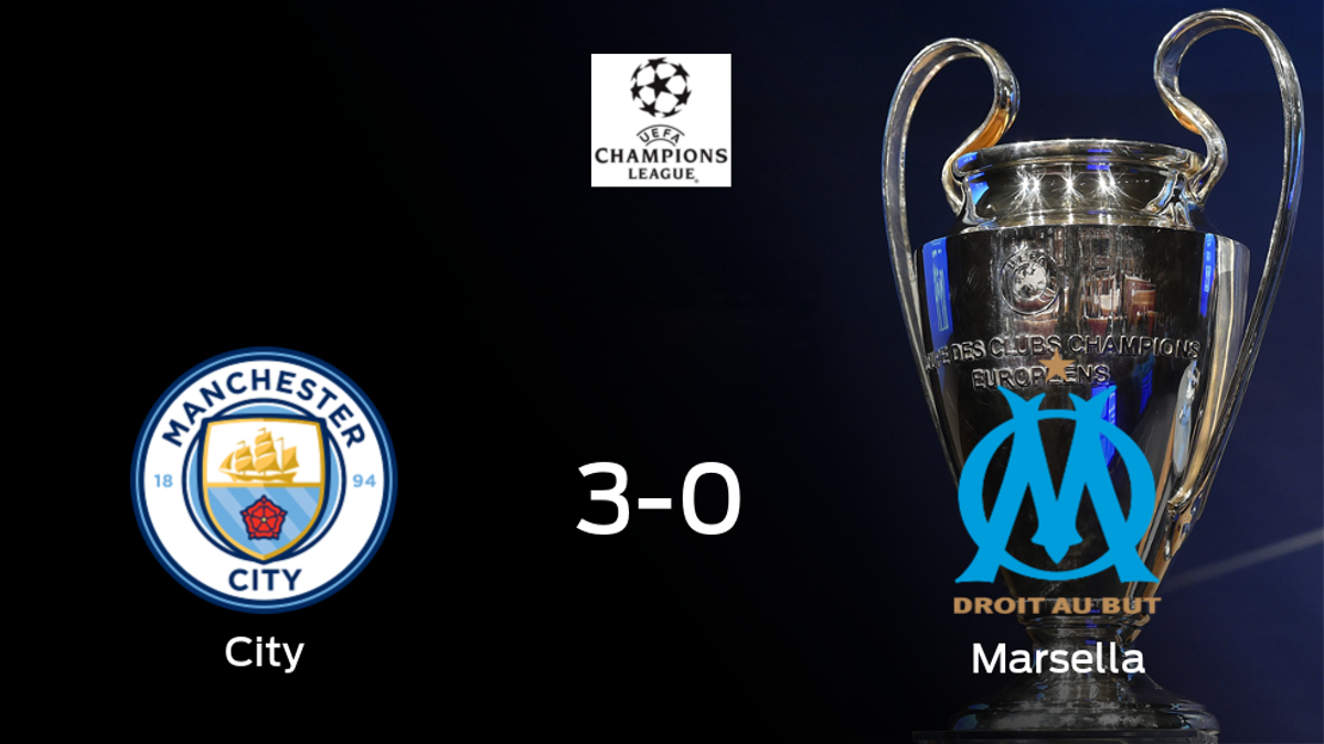 Tres puntos para el casillero del Manchester City tras golear al Olympique de Marsella (3-0)