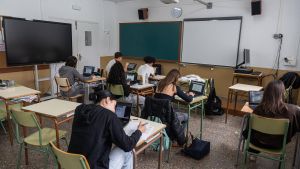 Alumnado de cuarto de ESO de un instituo de Barcelona, este mes de abril.