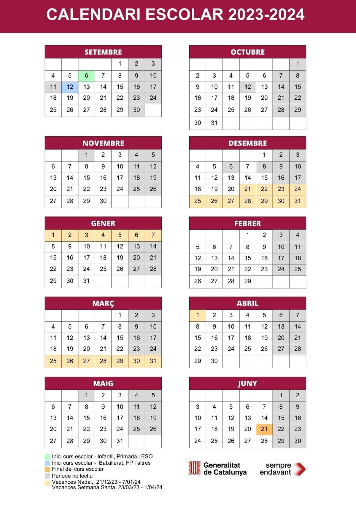 El calendari escolar per al curs 2023-2024.-