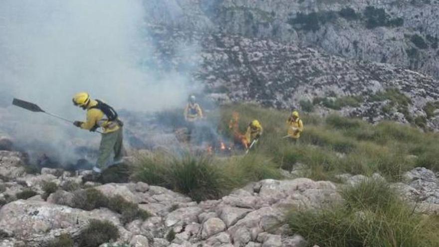 Un rayo provoca un pequeño incendio forestal en Son Torrella, en Fornalutx