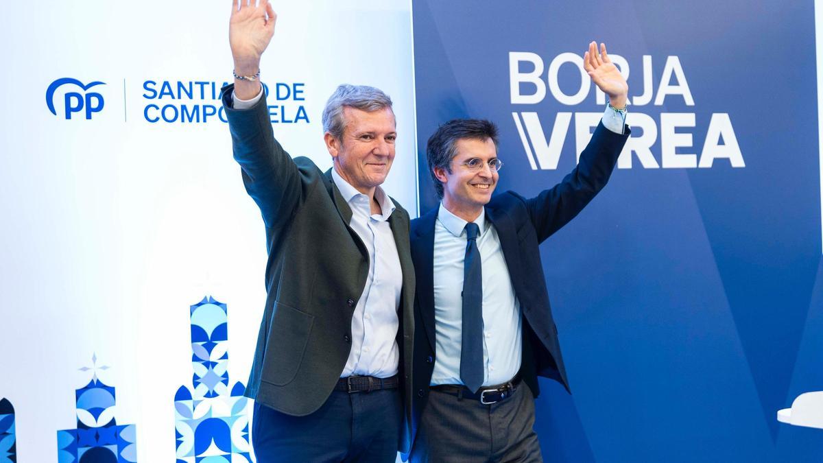 Alfonso Rueda y Borja Verea, en la cena del PP local.