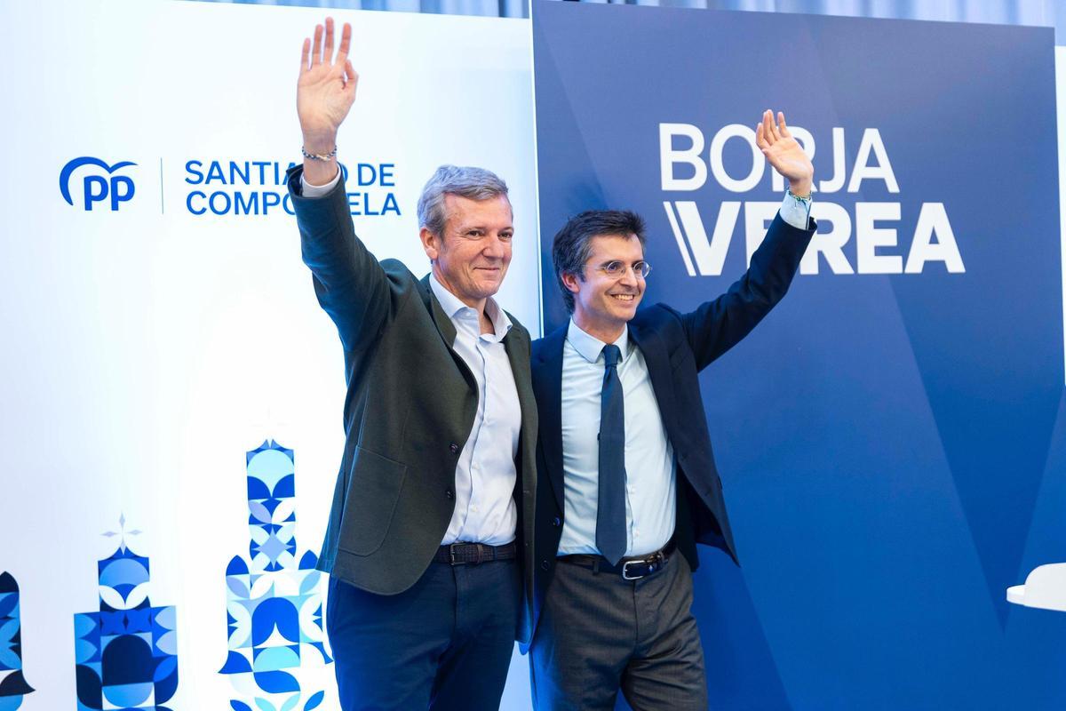 Alfonso Rueda y Borja Verea, en la cena del PP local.