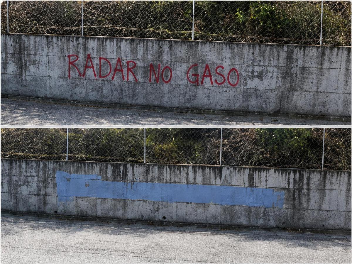 Grafitis en Carrascal en contra de los radares.