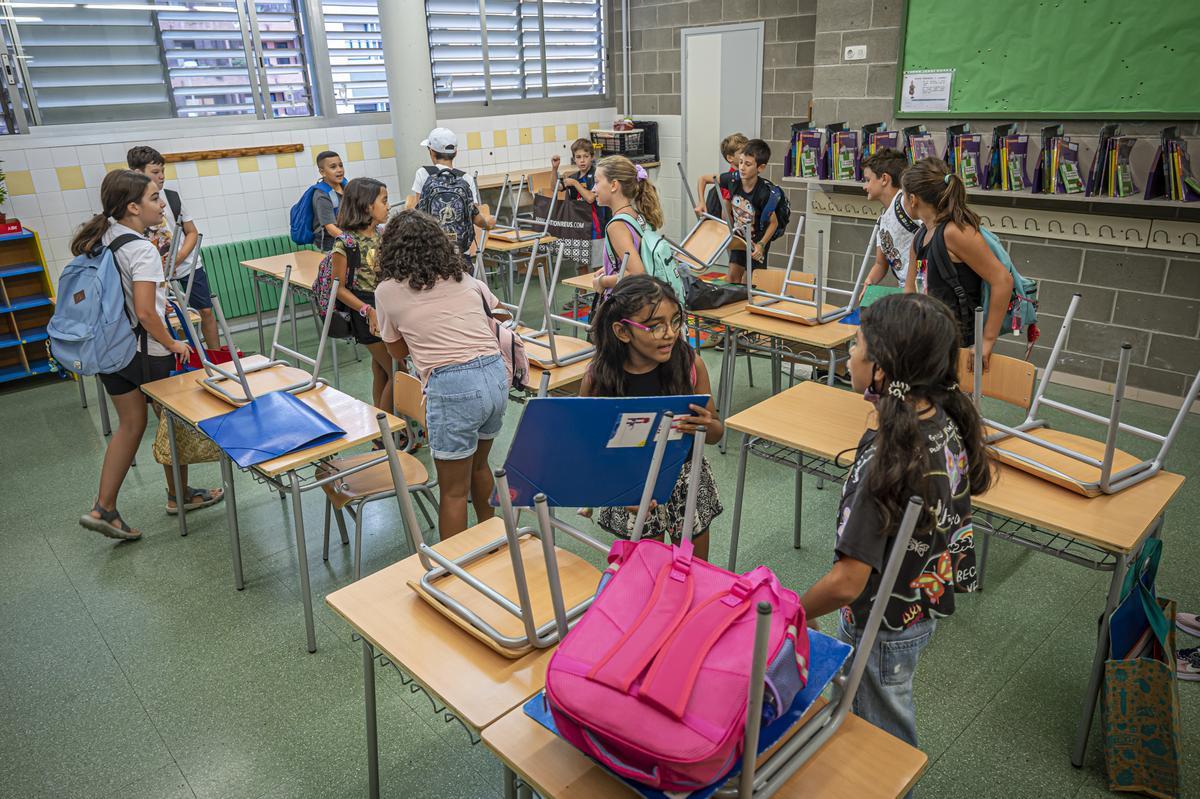 Vuelta a las aulas en el CEIP Pau Casals de Gràcia, en Barcelona.