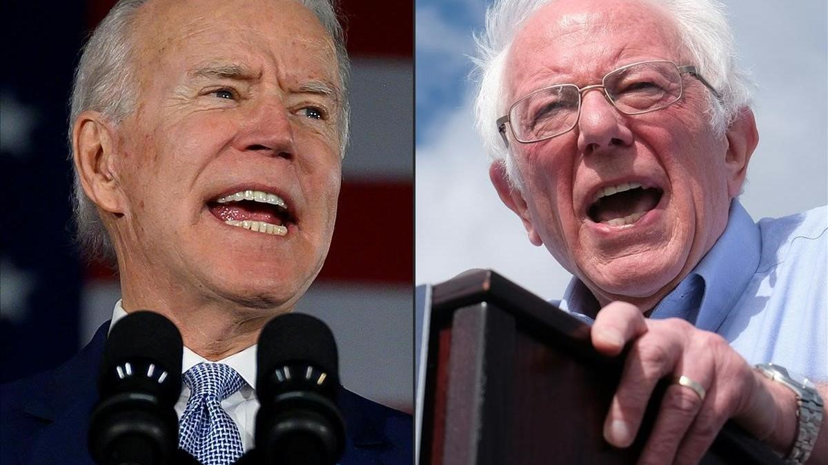 Los candidatos presidenciales demócratas Joe Biden (izquierda) y Bernie Sanders.