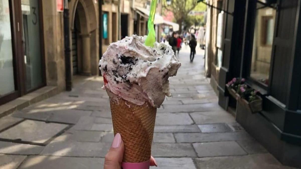 Uno de los helados que pueden disfrutarse en Santiago de Compostela.