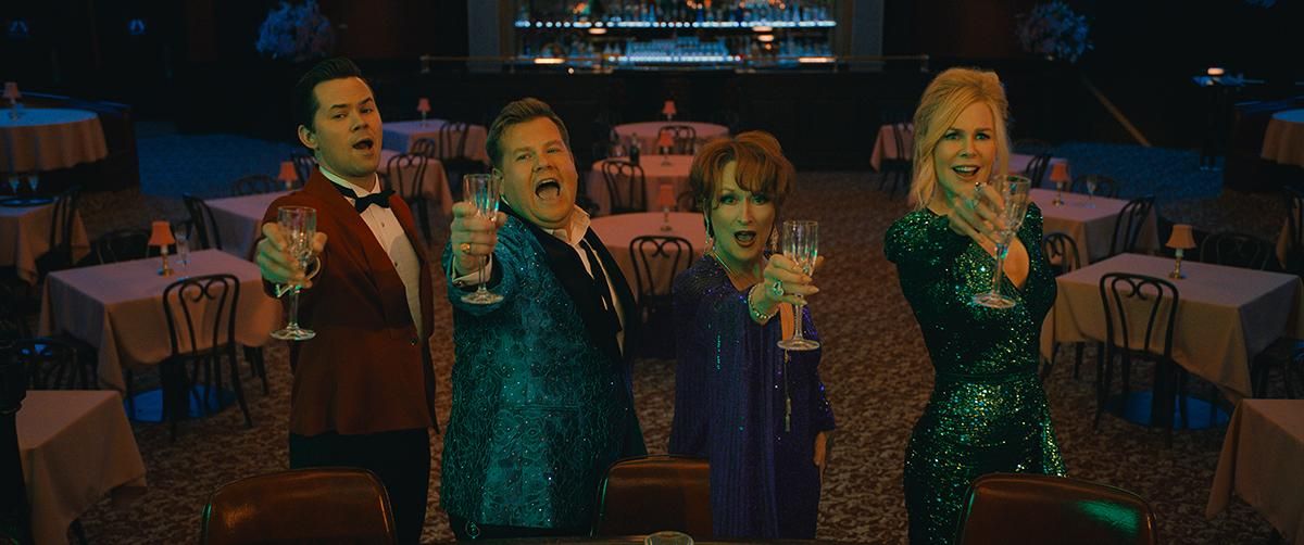 El reparto de 'The Prom': Andrew Rannells, James Corden, Meryls Streep y Nicole Kidman
