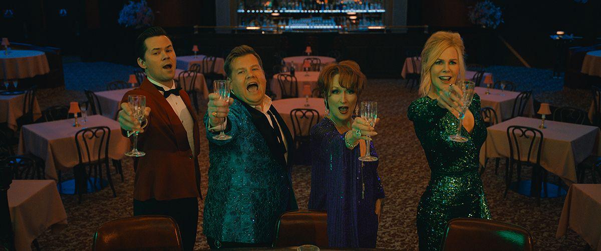 El reparto de 'The Prom': Andrew Rannells, James Corden, Meryls Streep y Nicole Kidman