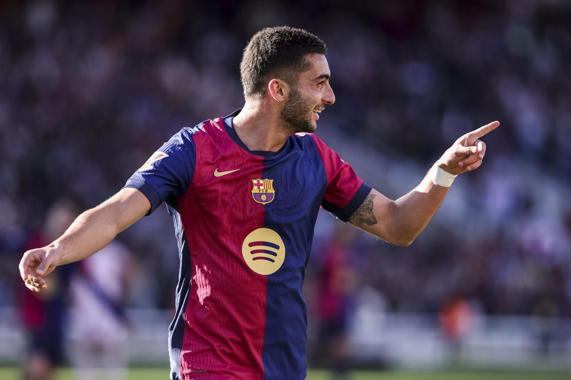 Ferran Torres of FC Barcelona celebrates a goal during the Spanish league, La Liga EA Sports, football match played between FC Barcelona and Girona FC at Estadi Olimpic Lluis Companys on March 30, 2025 in Barcelona, Spain. AFP7 30/03/2025 ONLY FOR USE IN SPAIN. Javier Borrego / AFP7 / Europa Press;2025;Soccer;Sport;ZSOCCER;ZSPORT;FC Barcelona v Girona FC - La Liga EA Sports;