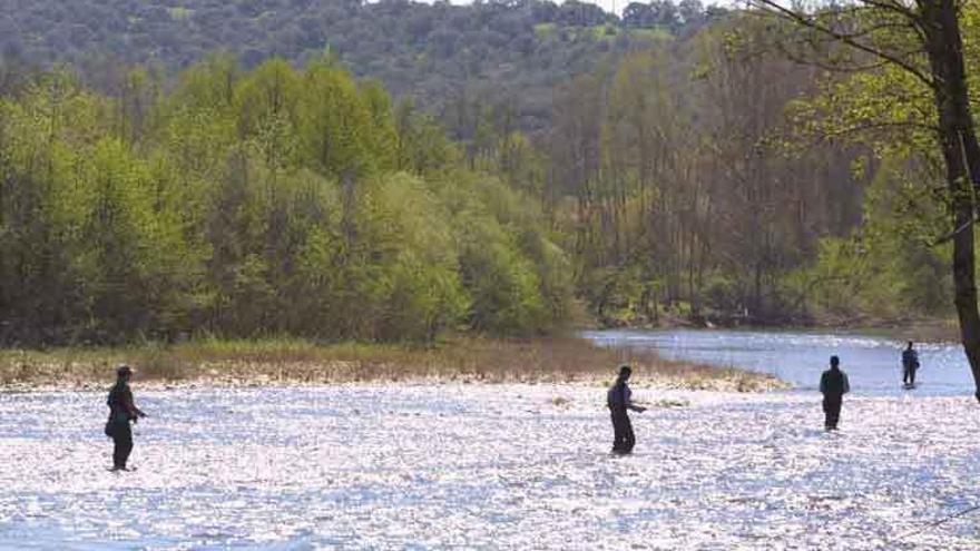 Pescadores en el coto de Mózar en una campaña anterior.