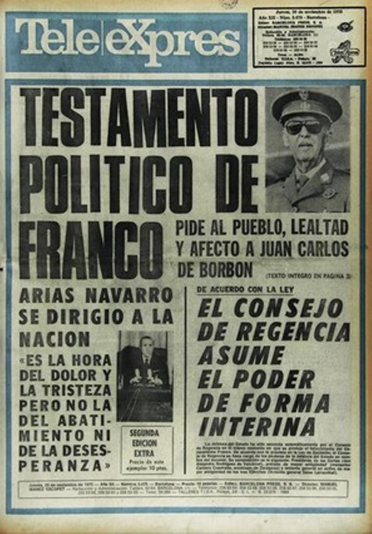 40 aniversari de la mort de Franco. Portades de premsa.