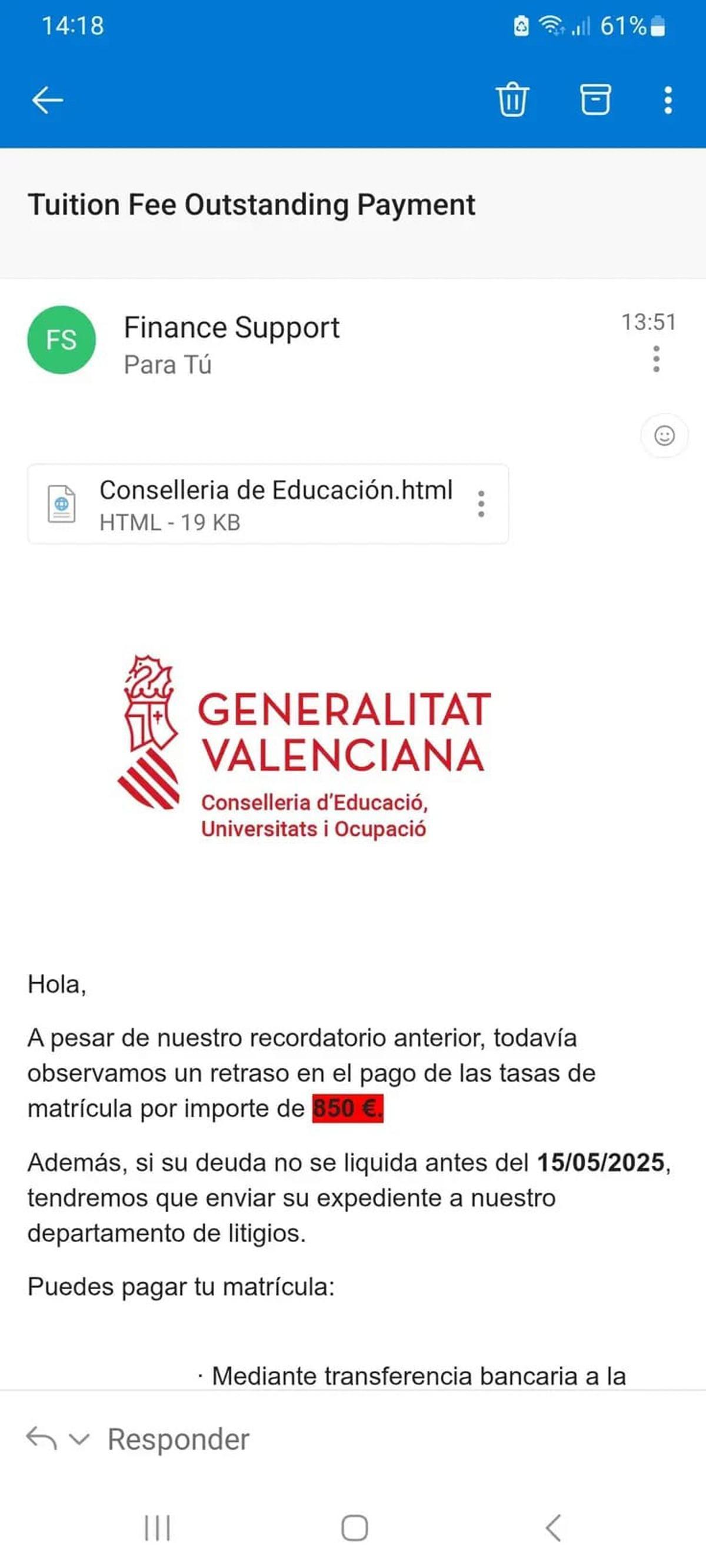 Captura de email