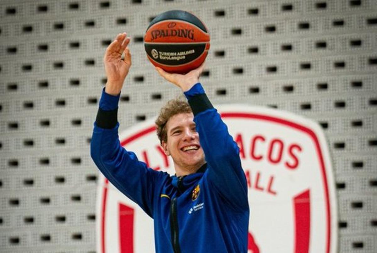 Jokubaitis, en la sesión de entrenamiento este miércoles, en Atenas